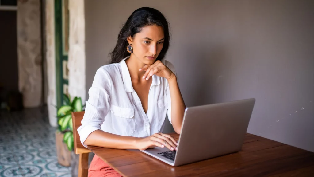 Woman in deep work and focus