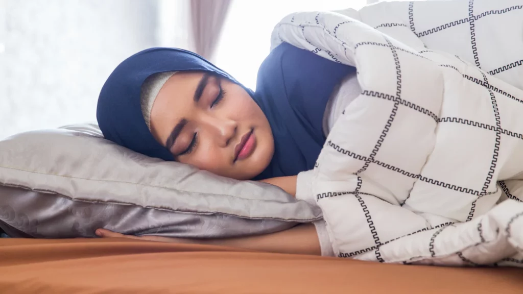 Woman getting nourishing sleep and rest